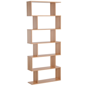 HOMCOM Bücherregal Wandregal Raumteiler mit 6 Fächern Standregal Aktenregal Ahorn L80 x B23 x H192 cm