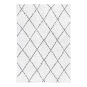 Homcom Teppich skandinavisches Muster Weiß-Silber 290 x 200 x 3,5 cm