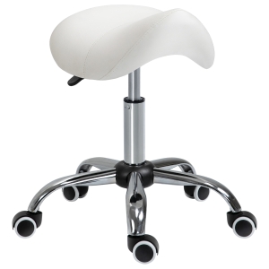 HOMCOM Sattelhocker Arbeitshocker Drehstuhl Drehhocker Rollhocker Kosmetikhocker gepolstert höhenverstellbar (Creme)