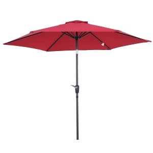 Outsunny Sonnenschirm mit Handkurbel & Neigefunktion, Metall+Polyester, Rot, Ø2,7 x 2,35 m