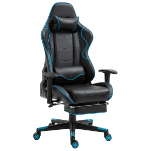 Vinsetto Gamingstuhl mit Kopfstütze Kunstleder Nylon Schwarz+Blau