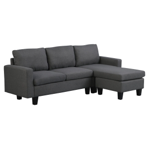 HOMCOM Ecksofa Stoffsofa Eckcouch Couchgarnitur mit Chaiselongue L-Form Leinen Grau