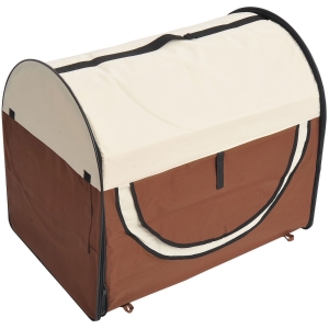 PawHut Hundebox faltbare Hundetransportbox Transportbox für Tier 2 Farben 5 Größen M (61x46x51 cm), kaffeebraun-creme