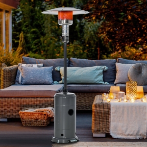 Outsunny 12.5KW Outdoor Gas Patio Heater Standing Propane Heater w/ Wheels Dust Cover