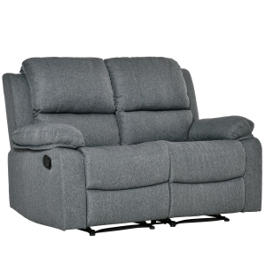 HOMCOM Doppelsofa Relaxliege Relaxsessel verstellbare Rückenlehnen Holzfüße Polyester Grau 95 x 141,5 x 94,5 cm
