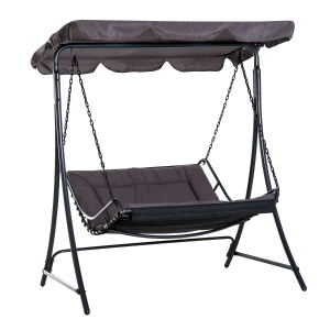 Outsunny Schwingliege mit Dach Stahl Grau 160 x 117 x 173 cm