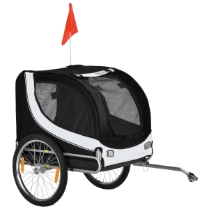 PawHut Hundeanhänger Fahrradanhänger Hundetransporter Hunde Fahrrad Anhänger Schwarz 130 x 73 x 90 cm
