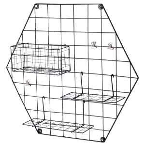 HOMCOM Wandgitter, Fotowand, DIY Dekoration, Bilderregal, Memotafel, Metall, Schwarz, 50 x B44 x T8 cm