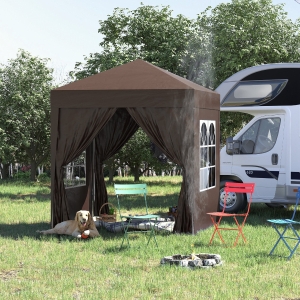 Outsunny Pop Up Gazebo Canopy, size (2 x2m)-Coffee