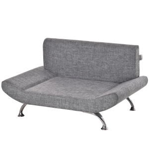 PawHut Haustiersofa Hundesofa Hundebett für Katzen Hunde mit dicker Schaumstoff Weichheit modernes Design Grau 84 x 56 x 46 cm