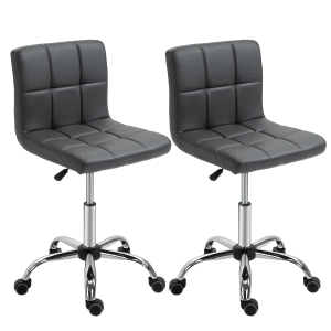 HOMCOM 2er-Set Arbeitshocker mit Rückenlehne 48 cm x 48 cm x 95 cm