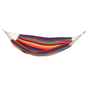Outsunny Hängematte Outdoor Baumwolle mit Tragetasche Belastbarkeit bis 150 kg modern 290 x 150 cm Mehrfarbig