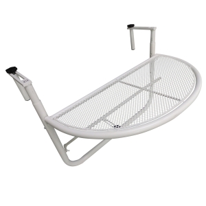 Outsunny Balkonhängetisch Hängetisch höhenverstellbar halbrund Ø30 cm Terrasse Metall Weiß L60 x B45 x H50 cm