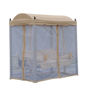 Outsunny® Hollywoodschaukel Gartenschaukel 3-Sitzer Metall Beige