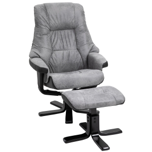 HOMCOM Relaxsessel mit Hocker, Fernsehsessel, Polstersessel, Liegesofa, 360° drehbar, 135° neigbar, Grau, 78 x 82,5 x 109 cm