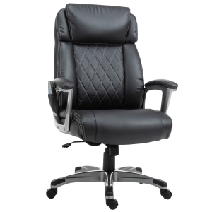Vinsetto Massage-Bürostuhl 6-Punkt-Massage-Drehstuhl Kunstleder Weiß 70 cm x 76,5 cm x 124 cm;