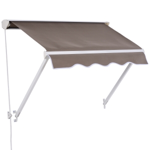 Outsunny Alu Markise Balkonmarkise Klemmmarkise Fallarmmarkise Fenster Sonnenschutz Braun 120 x 70 cm