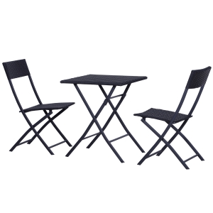 Outsunny Bistroset Polyrattan 3tlg. Balkonmöbel Set Sitzgruppe Essgruppe Gartenmöbel Garnitur