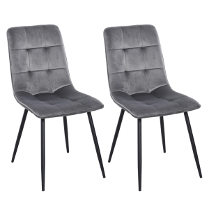 HOMCOM Esszimmerstuhl Set Küchenstuhl Grau+Schwarz