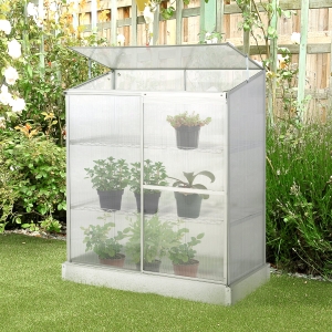 Outsunny Sun Plate 3-Tier Greenhouse w/ Foundation Clear 140.5H x 129.5L x 58Wcm