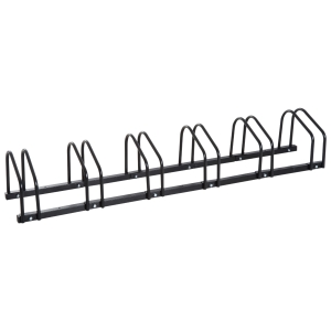 HOMCOM Fahrradständer Radständer Aufstellständer Mehrfachständer Fahrrad Ständer Boden- und Wandmontage Stahl bis 6 Fahrräder Schwarz 160 x 33 x 27 cm
