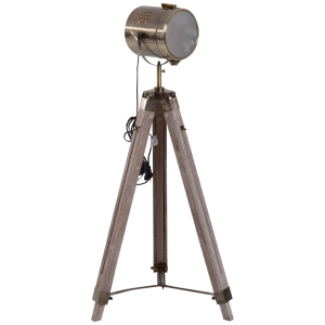 HOMCOM Stehleuchte Standlampe Stehlampe höhenverstellbar 3-Bein E14 Kiefer Bronze L65 x B65 x H100-140 cm
