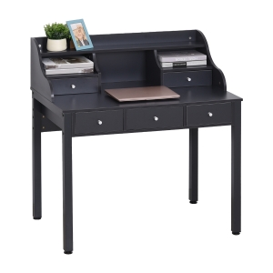 HOMCOM Schreibtisch mit Regal Schublade, Arbeitstisch, Computertisch, Bürotisch, MDF, Dunkelgrau, 100 x 60 x 105 cm