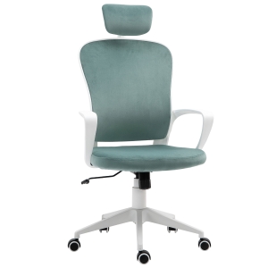 Vinsetto Bürostuhl mit Wippfunktion höhenverstellbarer Drehstuhl Türkis 63 cm x 64 cm x 128 cm