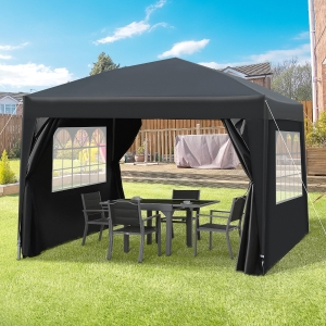 Outsunny Pop Up Gazebo Marquee, 3x3 m-Black