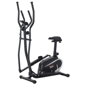 HOMCOM Bicicleta Elíptica con Resistencia Magnética Ajustable Bicicleta de Fitness con Sillín Regulable Pantalla LCD Pulsómetro y Volante de Inercia 3 kg 103x62x151 cm Negro