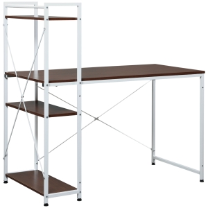 HOMCOM Schreibtisch Computertisch Arbeitstisch Bürotisch mit Regal Weiß 120x64x121cm