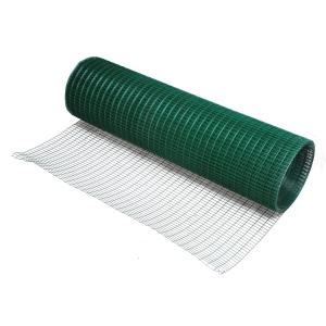PawHut Wühlmausgitter Drahtgitter Volierendraht Kaninchendraht Drahtzaun Schutzgitter Masche Biegsam PVC Dunkelgrün H0,9xL30 m