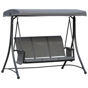Outsunny® Hollywoodschaukel 3-Sitzer Gartenschaukel mit Sonnendach Ablage Aluminium Grau