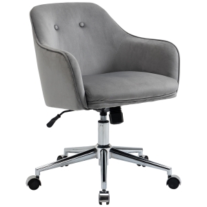 Vinsetto höhenverstellbarer Bürostuhl mit Wippenfunktion ergonomisch 360°-Drehräder Samt-Touch-Polyester Nylon Hellgrau 61 x 59 x 80,5-90,5 cm