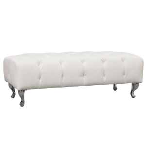 HOMCOM Polsterbank Sitzbank Truhenbank Lounge Retro, Kunstleder+Metall, Weiß, L117xB47xH40cm
