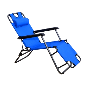 Outsunny® Gartenliege Klappbar Sonnenliege Relaxliege Strandliege 2-Stufig Kissen Blau