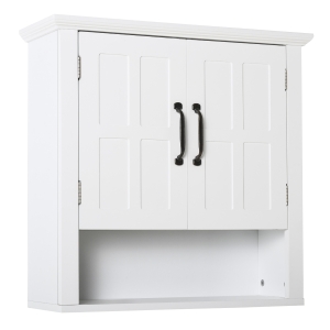 HOMCOM Badschrank Küchenschrank Hängeschrank Badezimmerschrank Badregal Wandschrank vestellbarer Einlegeboden Holz Weiß 60 x 19,8 x 58 cm