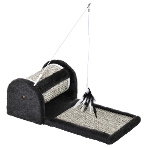 PawHut Cat Scratcher Sisal Scratching Pad Mat Board Kitten Toy w/ Roller Feather Teaser