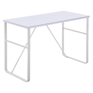 HOMCOM Schreibtisch mit Tischplatte aus Glas Weiß 120 cm x 60 cm x 74,5 cm