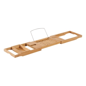 HOMCOM Badewannenablage Badewannenbrücke Wannenauflage Badewannentablett Ablage Badewanne, Bambus, Natur, (70-105) x 21,8 x 5 cm