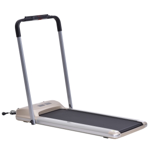 HOMCOM Elektrisches Laufband mit LCD Display, Faltbares Fitnessgerät, 1-10 Km/h, Stahl, Schwarz+ Grau+Champagner, 70 x 128 x 116 cm