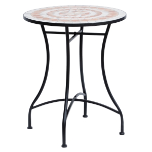 Outsunny® Gartentisch Balkontisch Mosaiktisch Seviertisch rund Stahl + Keramik Ø60 x H71 cm