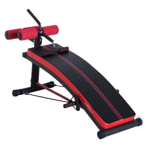 HOMCOM Trainingsbank Sit-Up-Bank Bauchtrainer Multifunktion mit Trainingsbändern Fitness Stahl Schwarz 139 x 58 x 71-81 cm