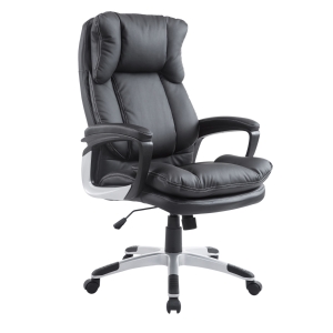HOMCOM Silla de Oficina tipo Sillón Giratorio y Elevable para Despacho y Escritorio con Reposabrazos PU Negro 66 x 71 x 110-120,5cm