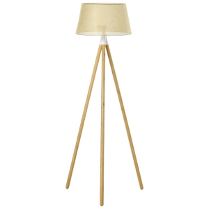 HOMCOM Stehlampe im Dreibein Design 67x 67 x 154 cm Baumbusholz und Leinen