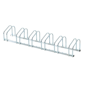 HOMCOM Fahrradständer Radständer Aufstellständer Mehrfachständer Fahrrad Ständer Boden- und Wandmontage Stahl bis 6 Fahrräder Silber 160 x 33 x 27 cm