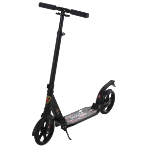 HOMCOM Patinete Plegable Scooter con Manillar Altura Ajustable Patinete para Adultos y Niños (más de 14 años) Tipo Monopatín con Freno Grandes Ruedas Carga 100kg Negro