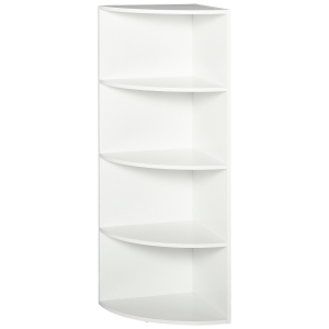 HOMCOM Eckregal Standregal Bücherregal Dekoregal Blumenregal Holzregal fächerförmig 4 Fächer Weiß 39,5 x 39,5 x 120 cm