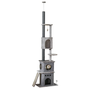 PawHut Kratzbaum mit Rampe Grau 60 cm x 40 cm x 255 cm