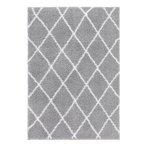Homcom Teppich skandinavisches Muster Silber-Weiß 230 x 160 x 3,5 cm
